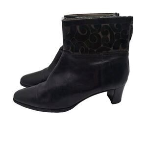 Brighton 8M Ankle Boots Booties Trick Black Leather Laser Cut Witchy Whimsigoth